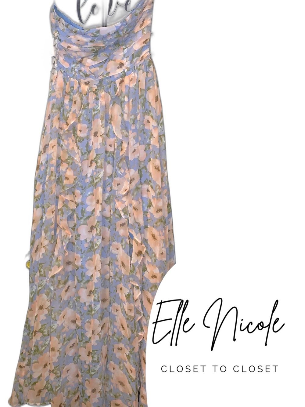 Light Blue Floral Maxi Skirt